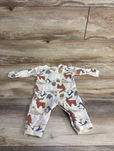 Old Navy Waffle Knit Animal Print Coverall Beige sz 6-12m