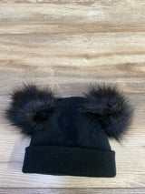 Knit Double Pom-Pom Beanie Black One Size