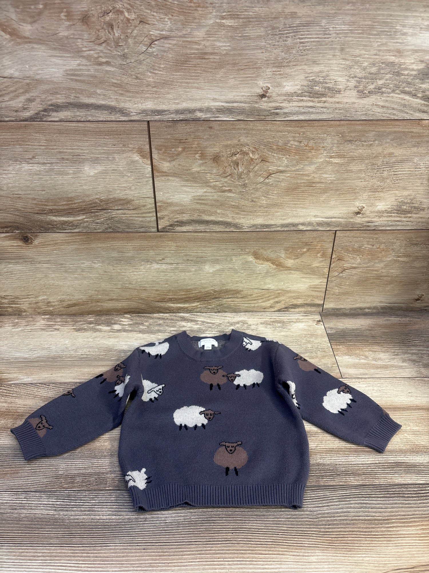 Grayson Mini Fine Knit Sheep Sweater Grey sz 18m