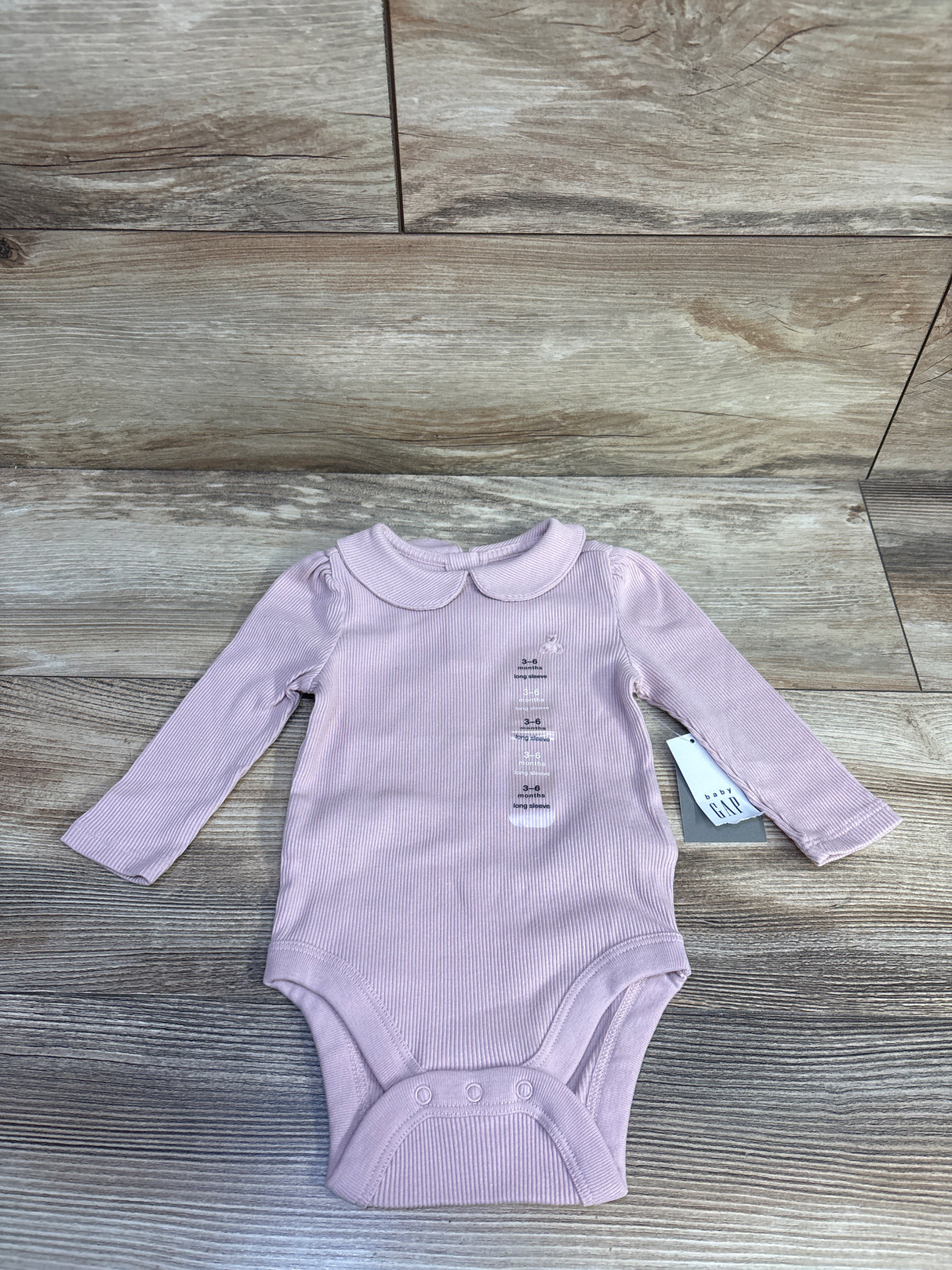 NEW Baby Gap Collared TinyRib Long Sleeve Bodysuit Pink sz 3-6m