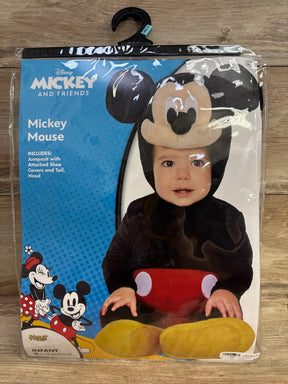 Infant Mickey Mouse costume with jumpsuit, hood, and shoe covers for 6-12 months