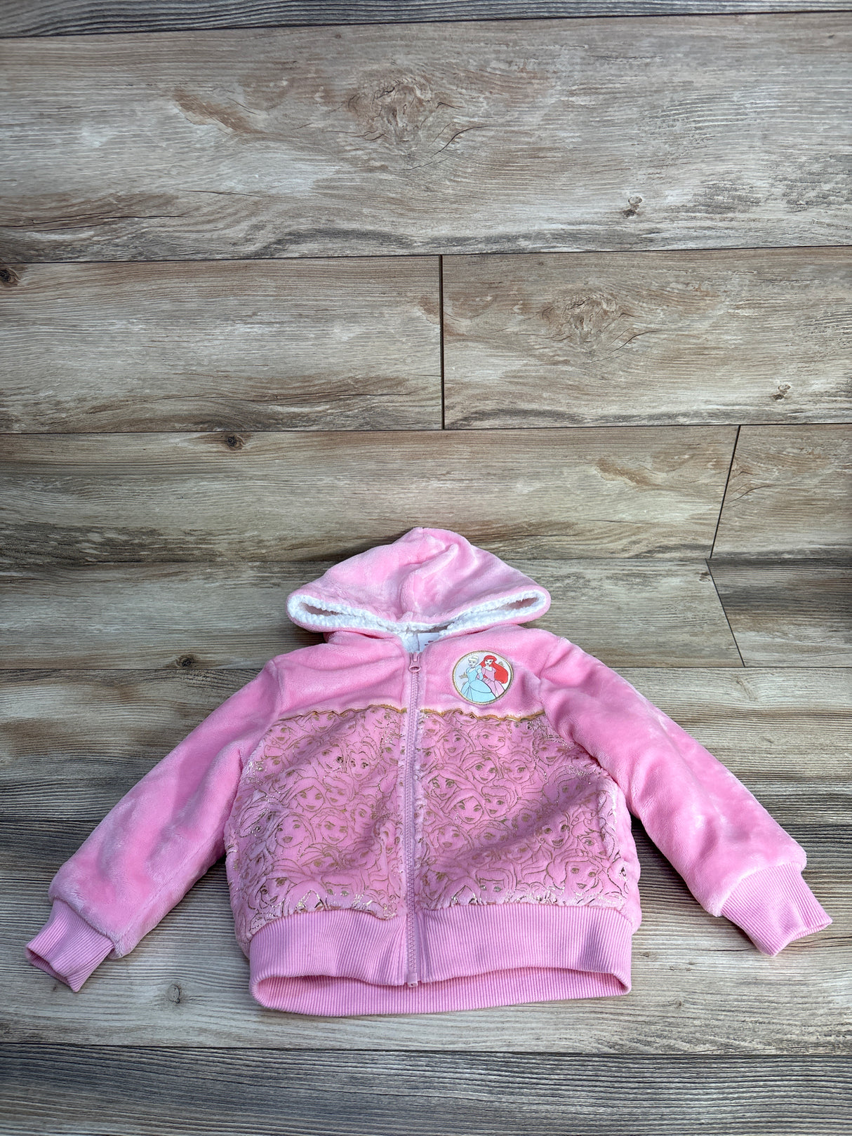 Disney Princess Sherpa Lined Full Zip Jacket Pink sz 3T