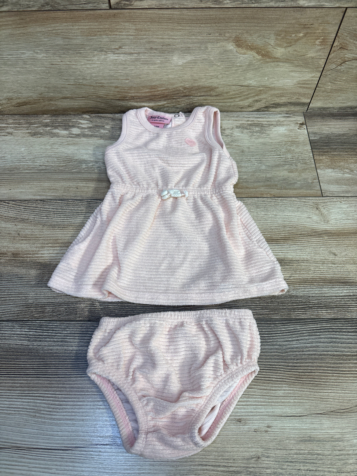 Juicy Couture 2pc Terry Cloth Dress & Bloomers Set Pink sz 6/9m