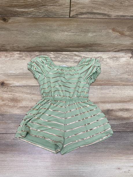 Young Hearts Green Striped Romper sz 18m - Me 'n Mommy To Be