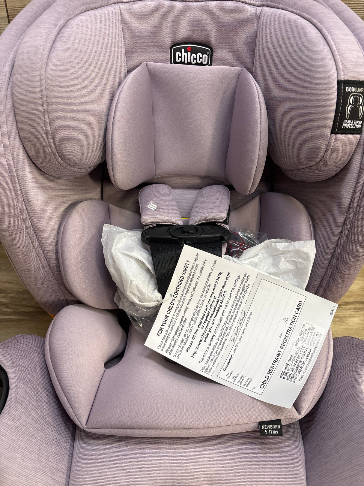 NEW Chicco OneFit LX ClearTex All-in-One Car Seat in Lilac 5-100lbs