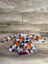 Pumpkin Print Long Sleeve Bodysuit Dress Grey sz 12-18m