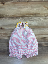 Mudpie Chevron Pom-Pom Fruit Shortie Romper White sz 0-3m