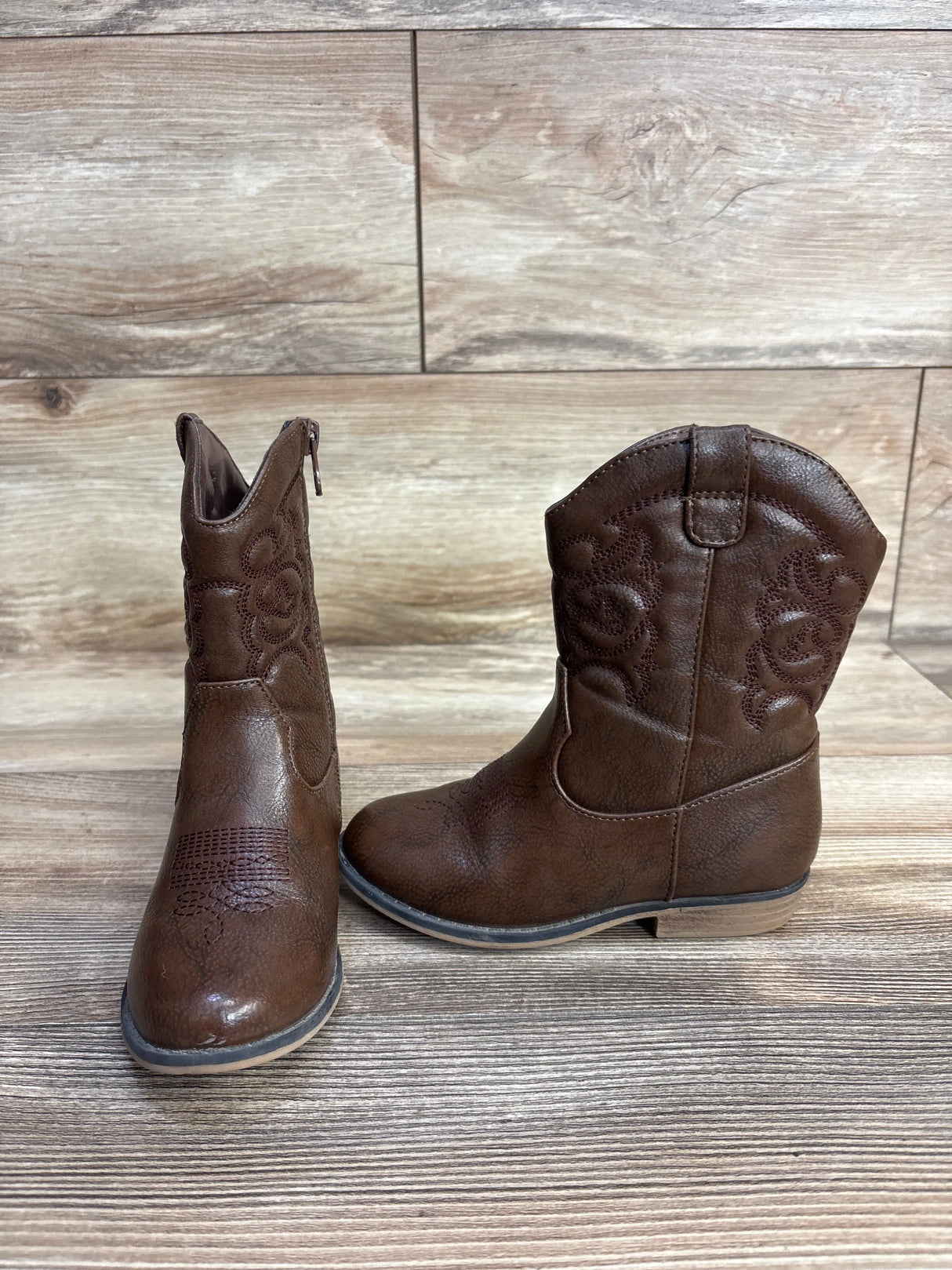 Cat & Jack Memphis Zipper Western Boots Brown sz 10c