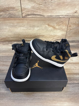 Air Jordan 1 Mid TD 'Black Metallic Gold' Sneakers sz 7c