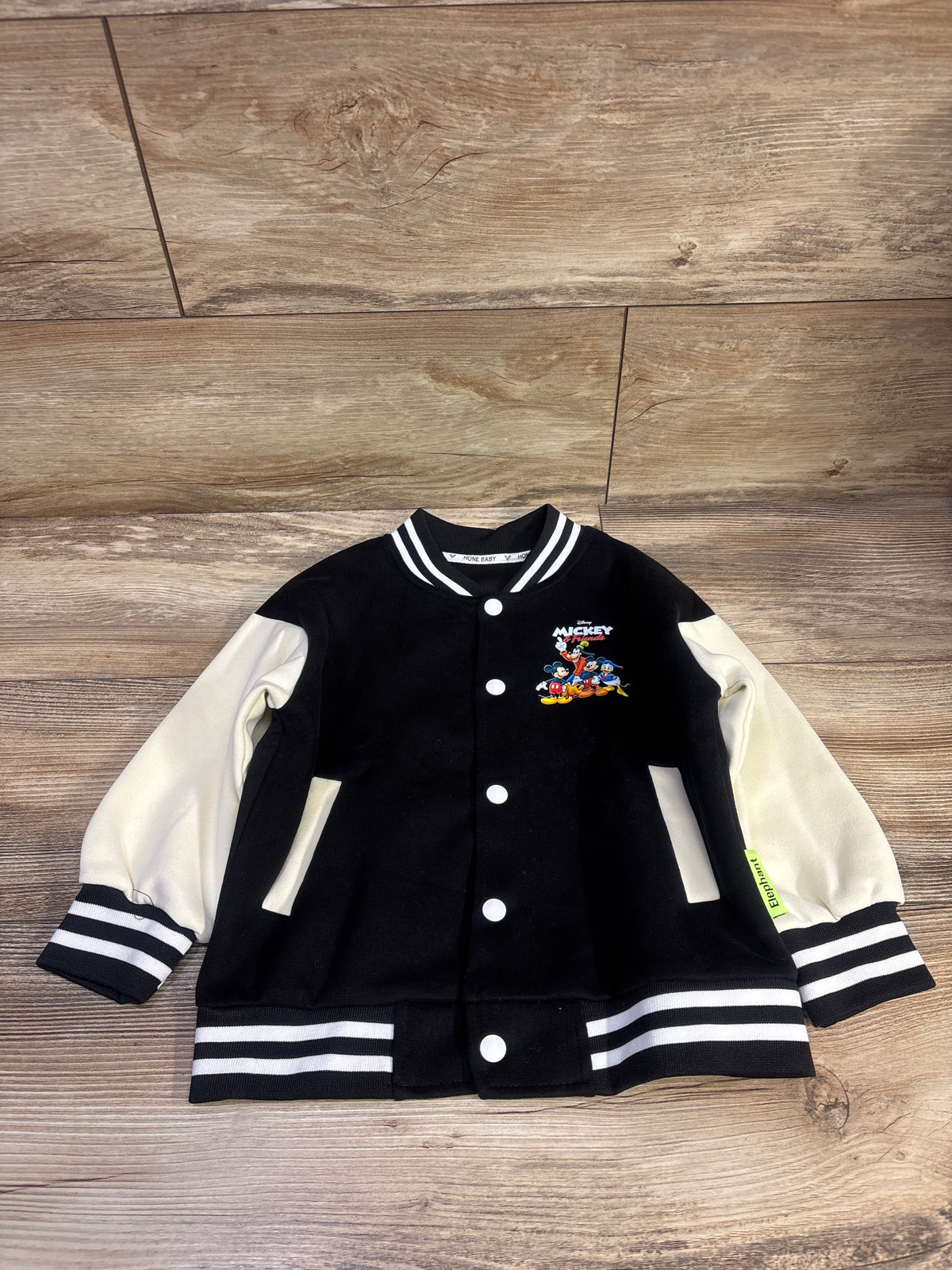 Hone Baby Disney Mickey Mouse Varsity Jacket Black sz 4-5T