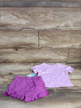 NEW Cat & Jack 2pc Beach Grid T-Shirt & Shorts Set Lilac sz 2T