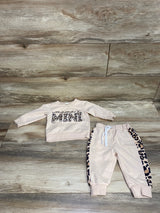 2pc Leopard Print Mama's Mini Sweatshirt Oatmeal sz 6-9m
