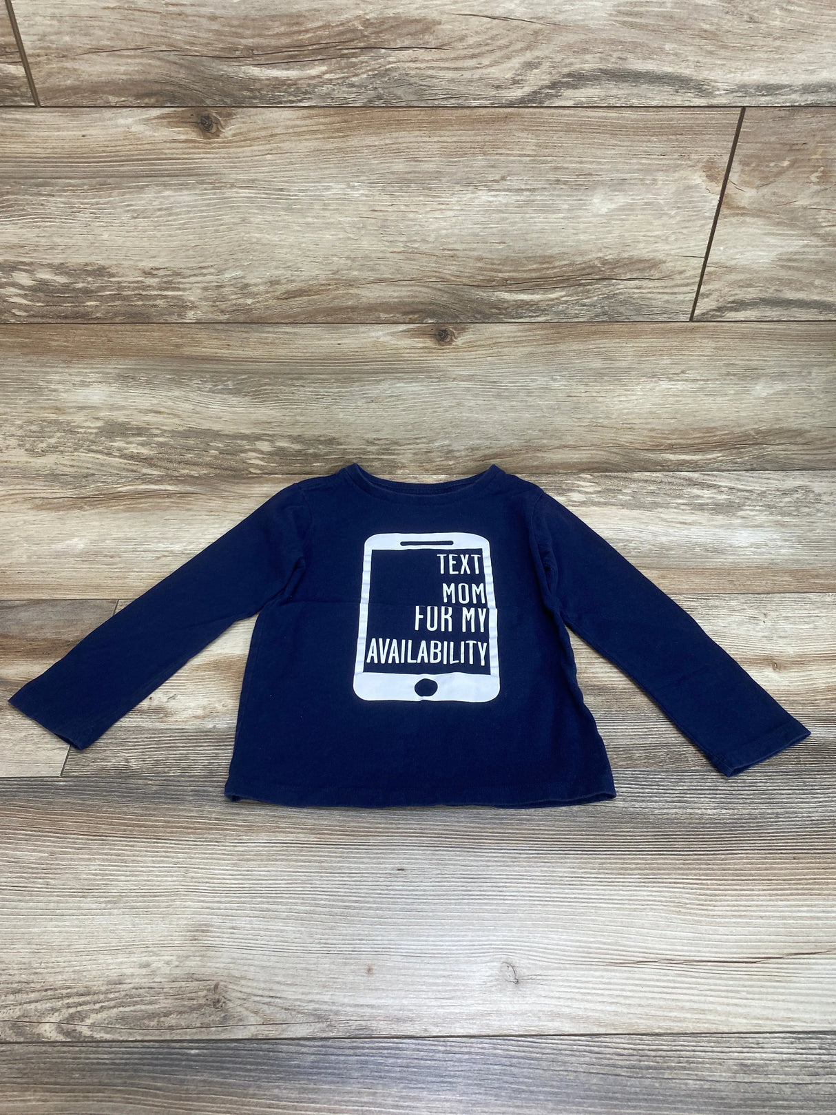 Children's Place Text Mom For My Availability Shirt Navy sz 4T