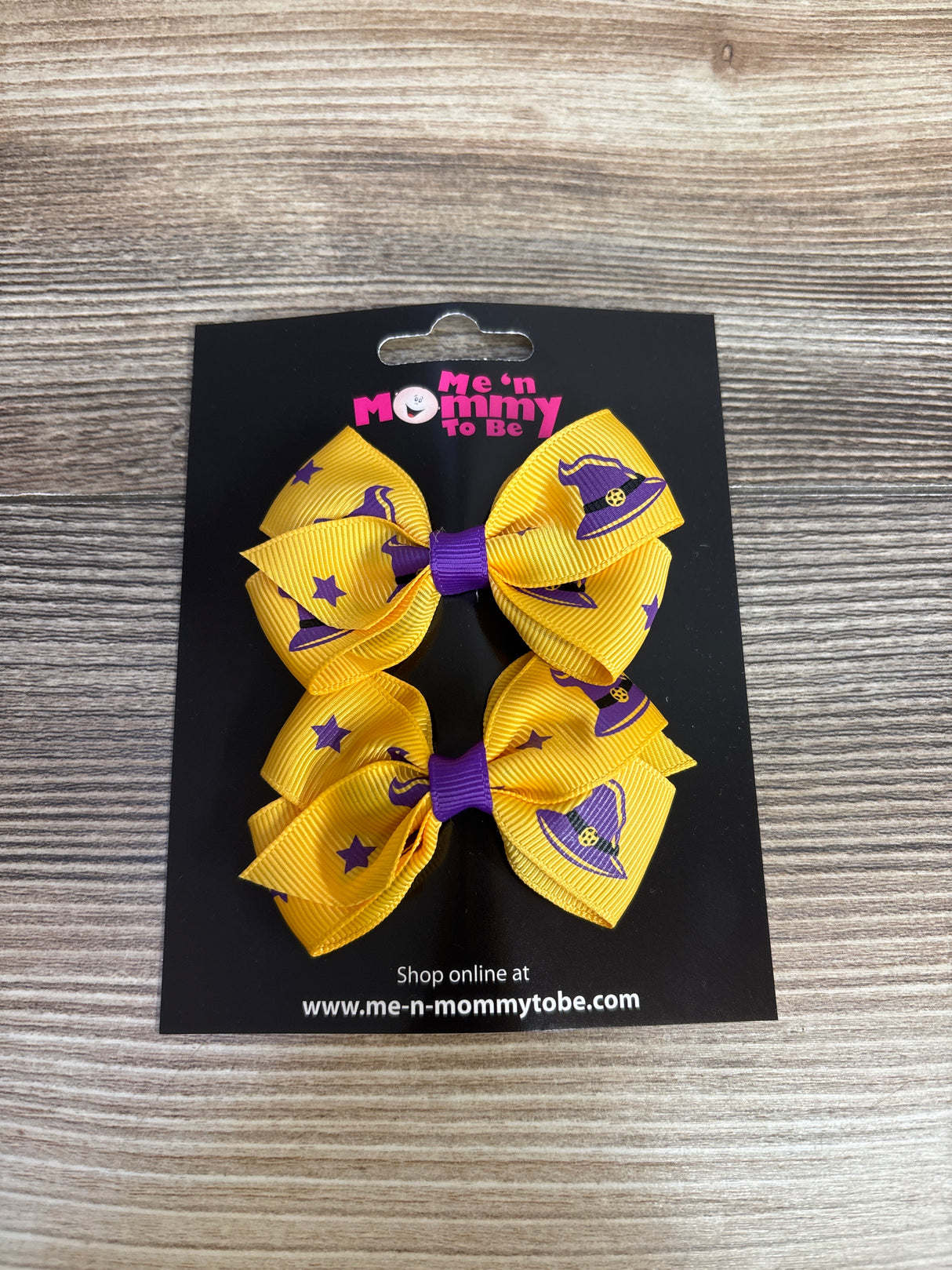 NEW Yellow Witch Hat Print Bows, 2pk