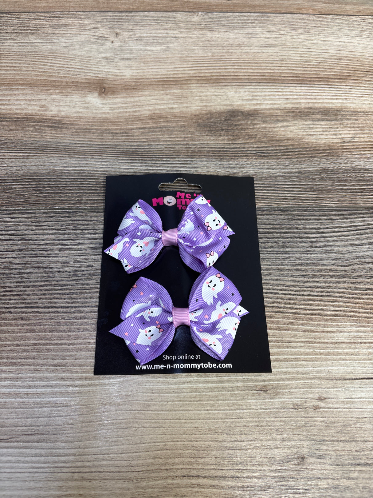 NEW Purple Ghost Print Bows, 2pk