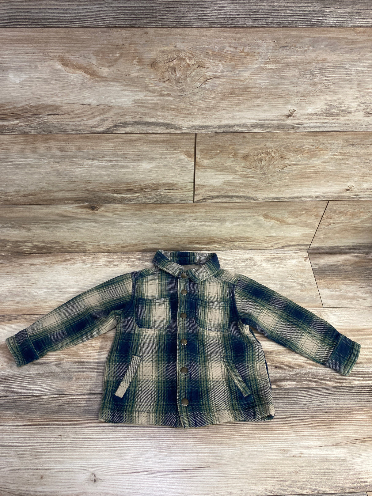 Old Navy Plaid Pocket Shacket Green sz 3T