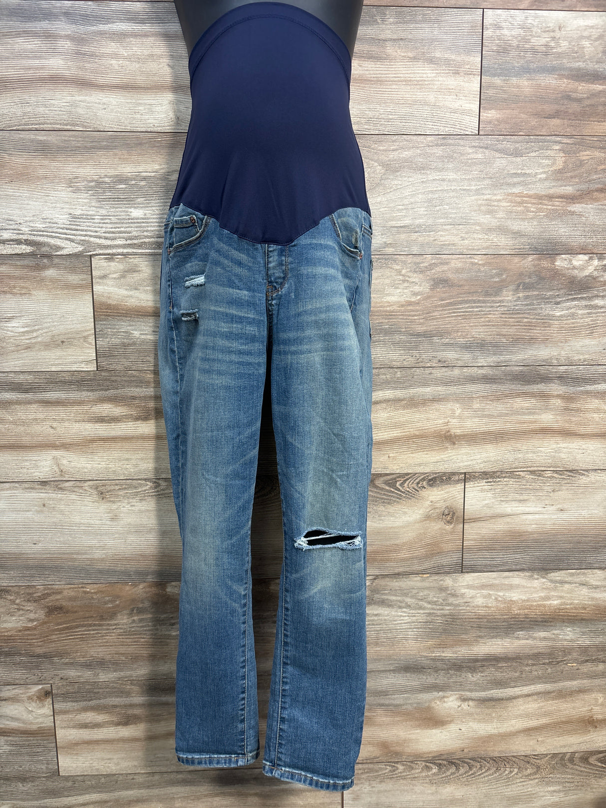 Pink Blush Denim Maternity Distressed Open Knee Jeans Blue sz XL