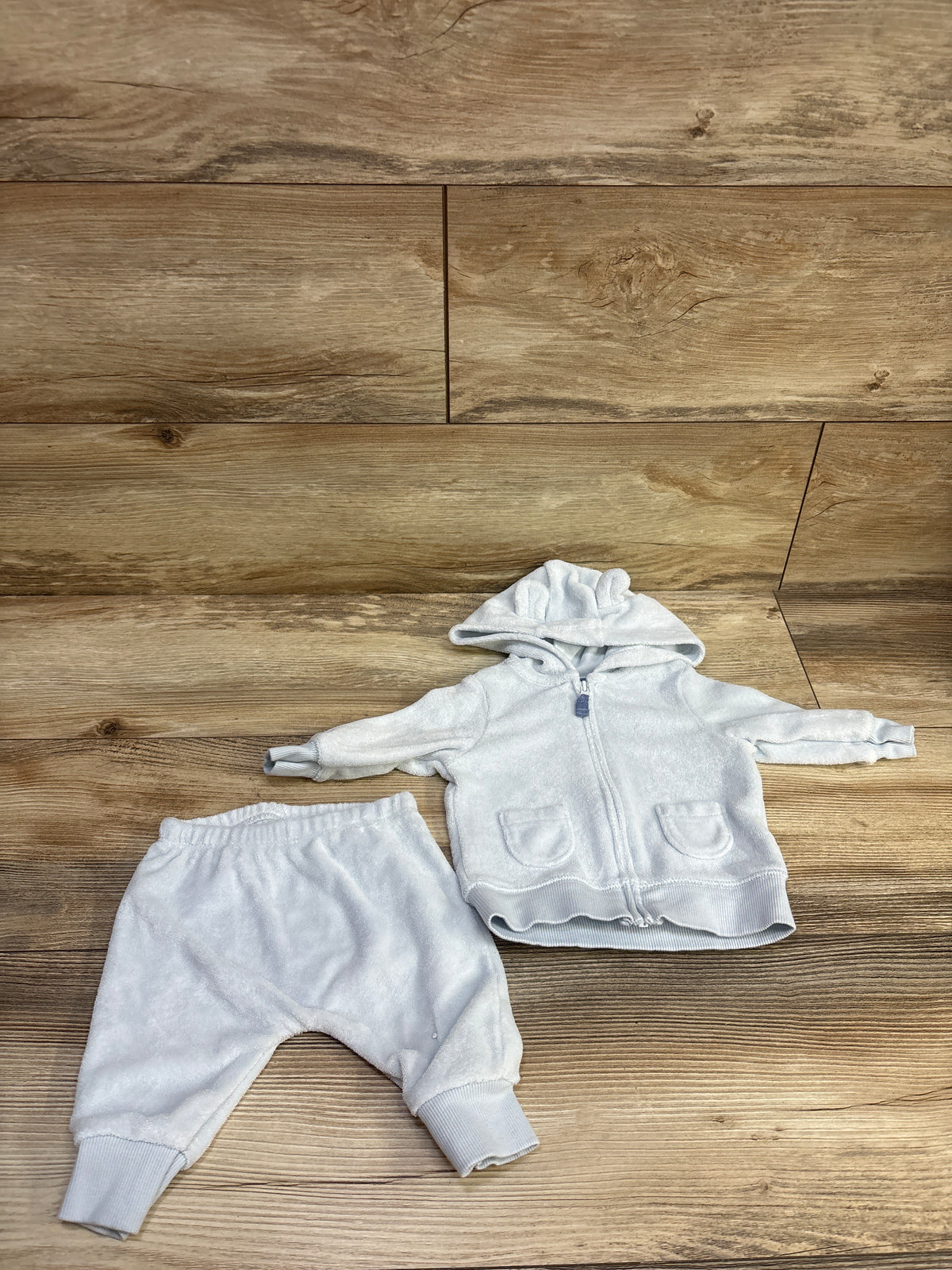 Carter's 2pc Terry Cloth Full Zip Hoodie & Pants Blue sz 3m