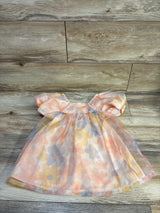 Cat & Jack Puff Sleeve Floral Tulle Dress Peach sz 3T