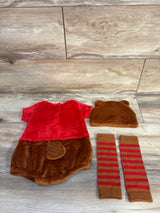 Buc-ees 3pc Beaver Romper, Hat, & Socks Costume Set Red sz 6m