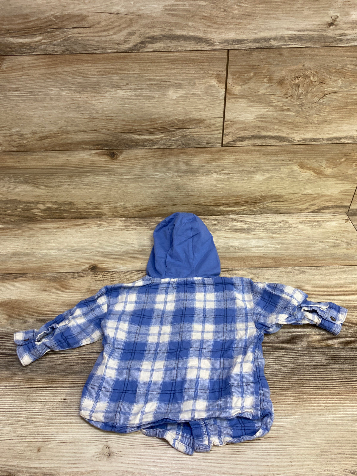 Child Of Mine Plaid Hooded Flannel Blue sz 12m