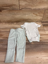 Little Me 2pc Striped Bodysuit & pants Set Mint Green sz 3m