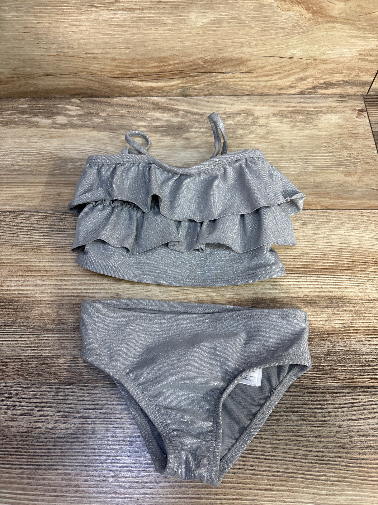 Baby Gap 2pc Shiny Tankini Swimsuit Silver sz 12-18m