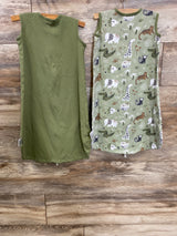 Yoofoss 2pc Animal Print Sleep Sack Olive sz 6-12m