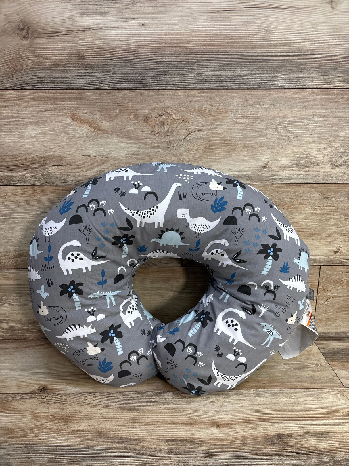 Boppy Nursing Pillow with Grey Dinosaur Slipcover