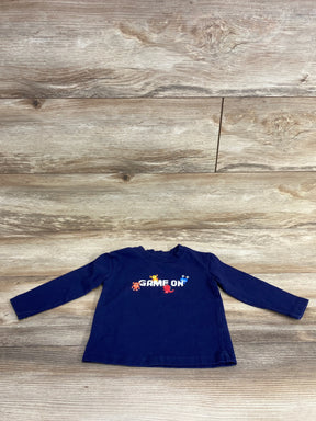 Navy blue long-sleeve toddler shirt with pixel art and GAME ON text, children's clothing