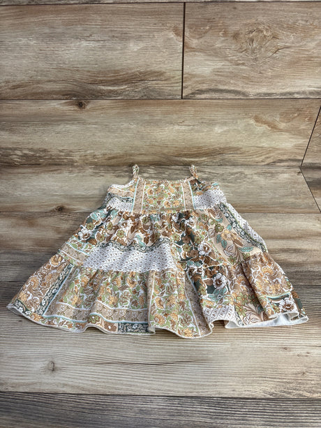 Tullabee Floral Tiered Dress Beige sz 2T - Me n Mommy To Be