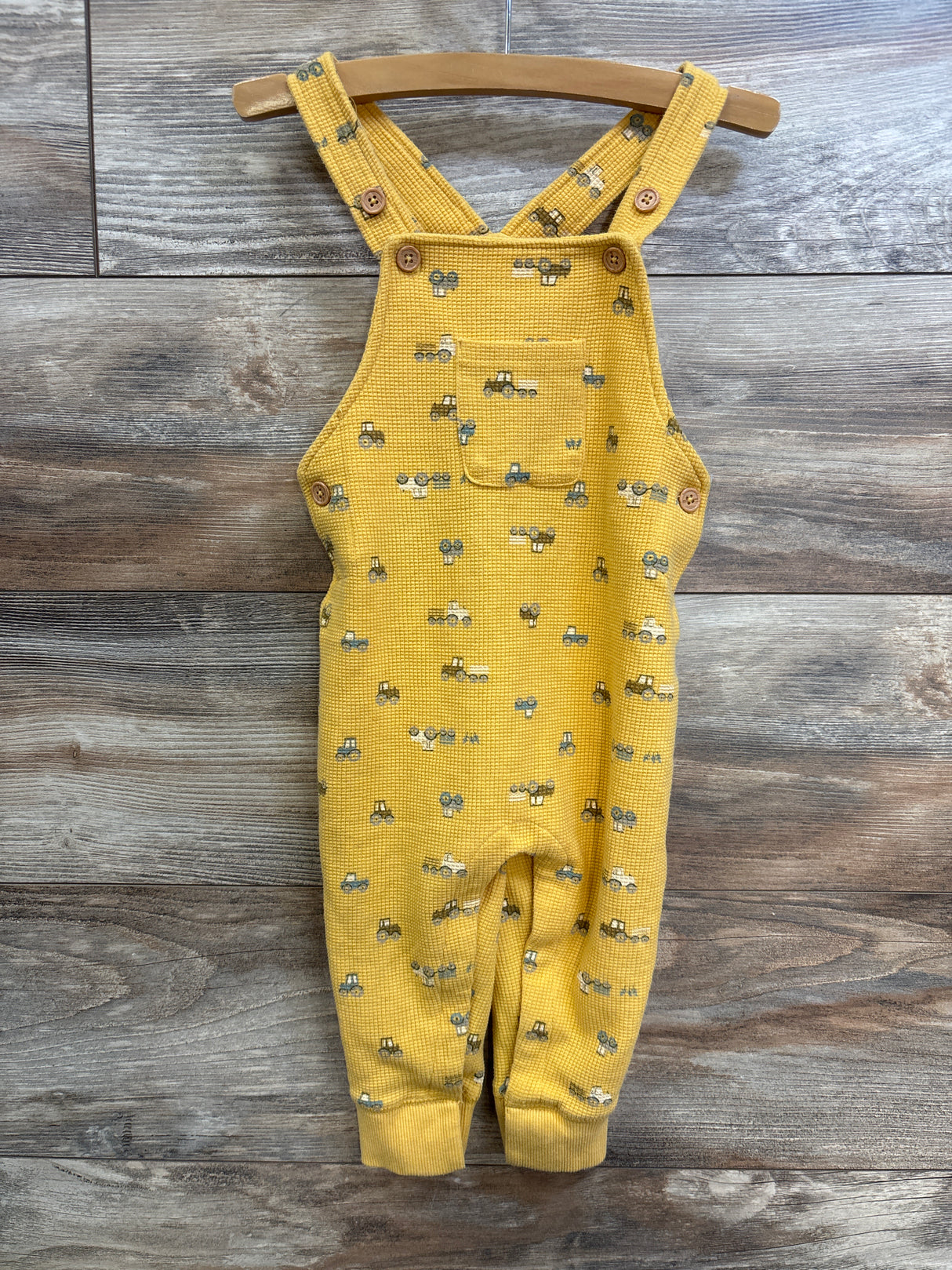 First Impressions Waffle Knit Overalls Yellow sz 18m