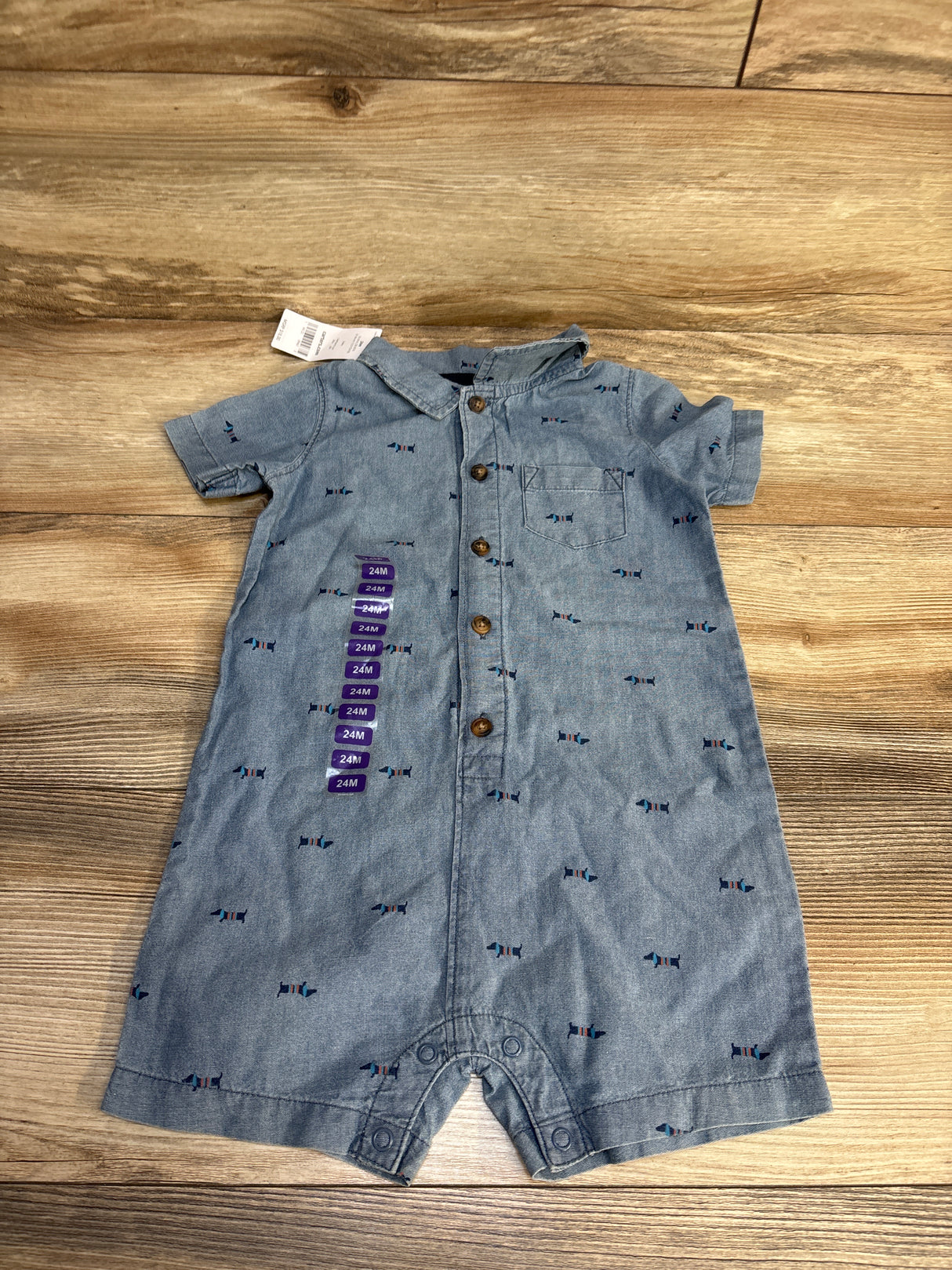 NEW Carter's Chambray Shortie Romper Blue sz 24m