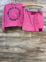 Barbie 2pc Pull Over Hoodie & Short Set Pink sz 4T