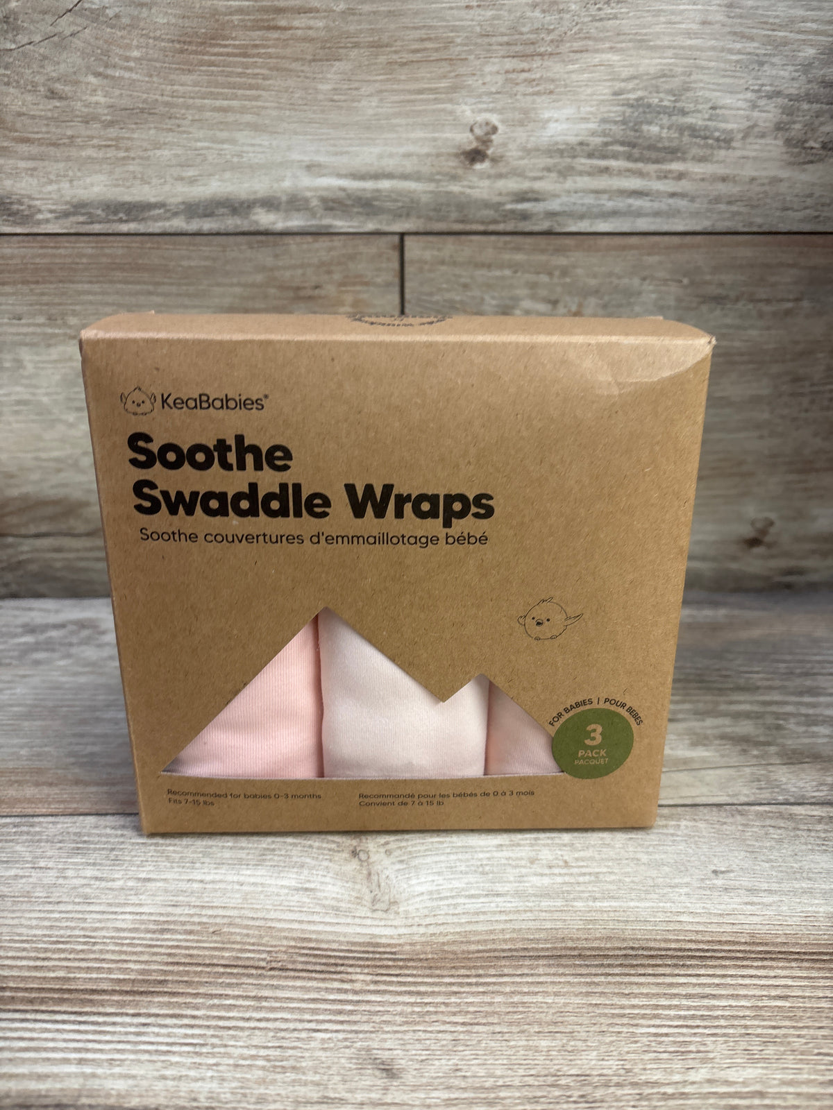 NEW KeaBabies 3pk Soothe Swaddle Wraps Pink sz 0-3m
