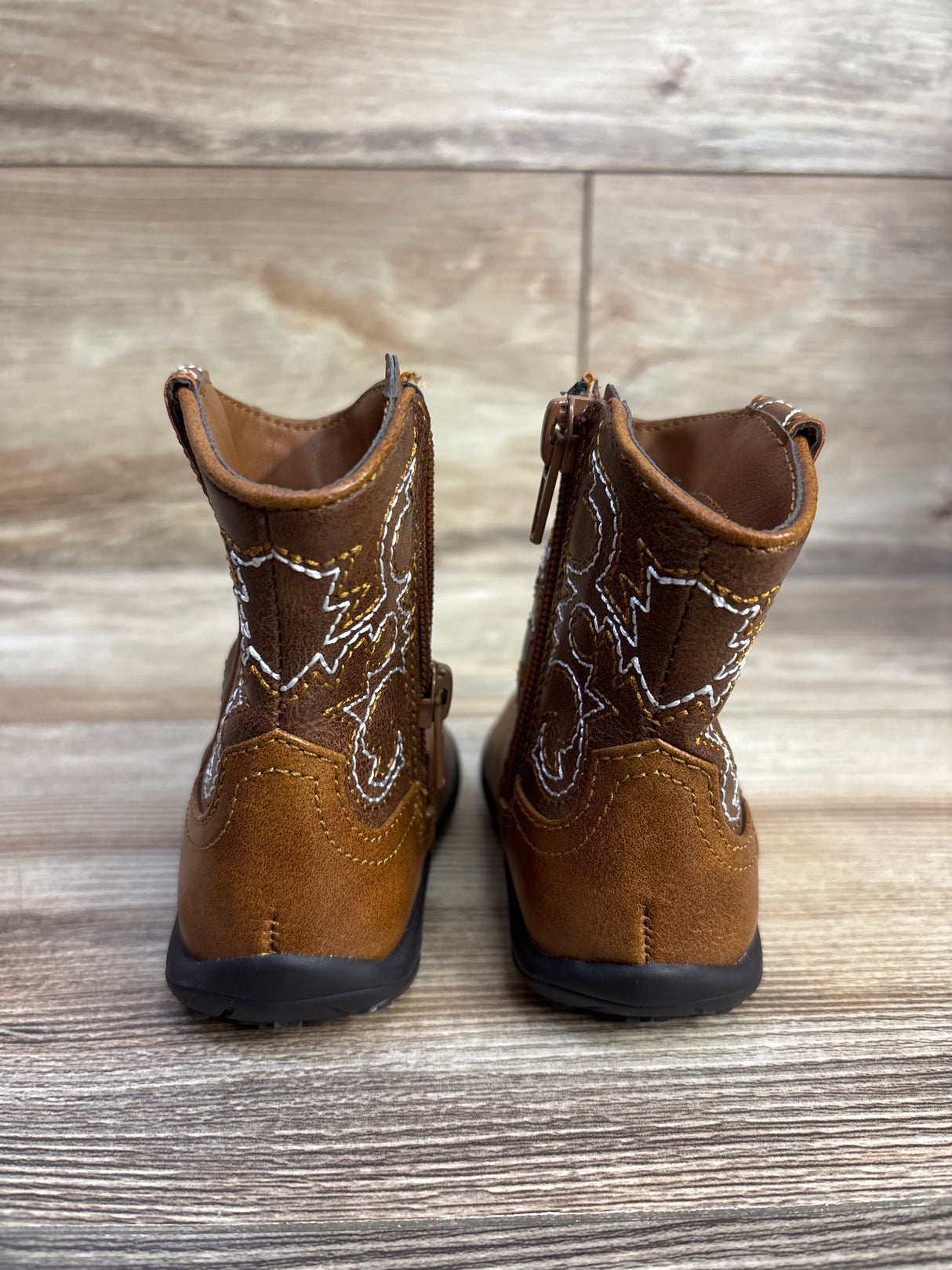 Wonder Nation Faux Leather Western Boots, Brown sz 3c
