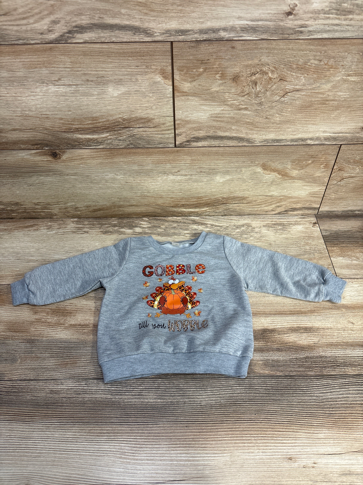 Gobble Till You Wobble Pull Over Sweater Grey sz 9-12m