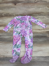 Bums & Roses 'You Had Me at Hydrangea' Bamboo Ruffle Footie Pink sz 12-18m