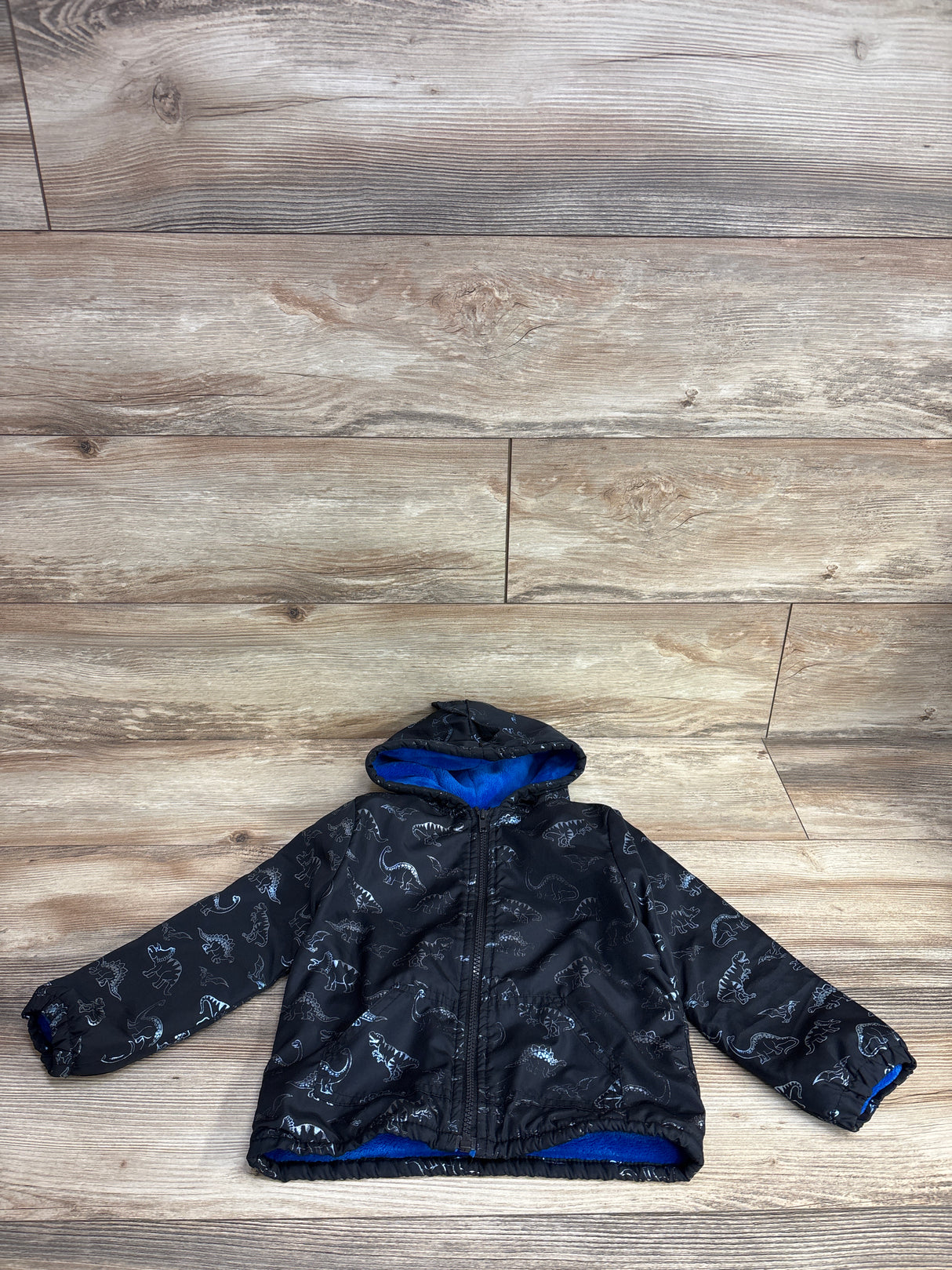 Mick Mack Plush Lined Dinosaur Full Zip Jacket Black sz 4T