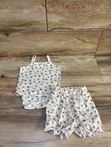 Shein 2pc Floral Tank Bodysuit & Shorts Set Ivory sz 6-9m