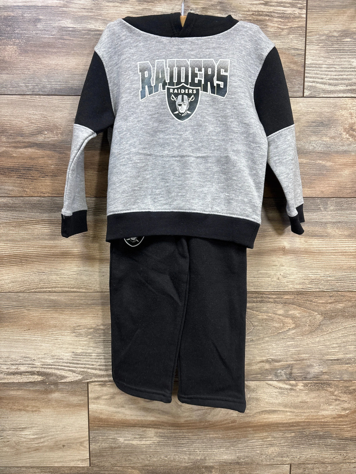 Team Apparel 2pc Raiders Pull Over Hoodie & Joggers Black sz 24m