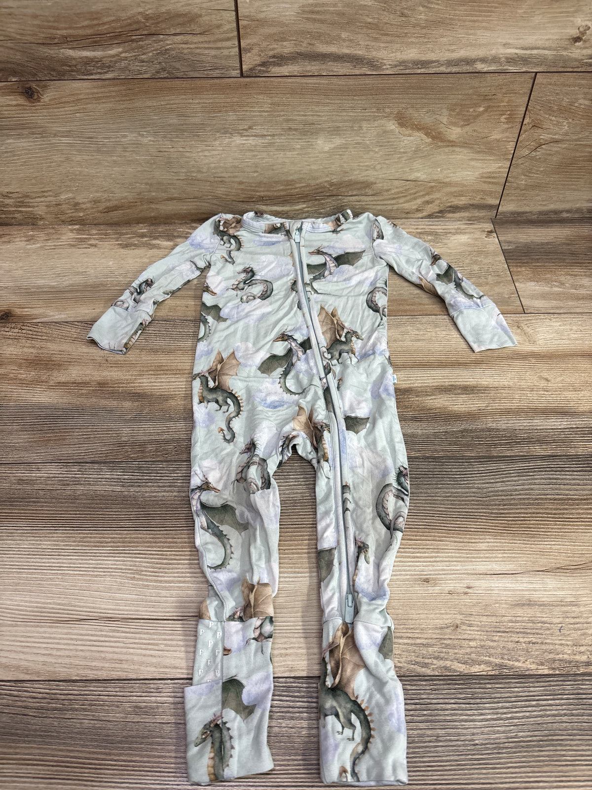 Posh P. Bamboo Dragon Convertible Footie Mint Green sz 9-12m