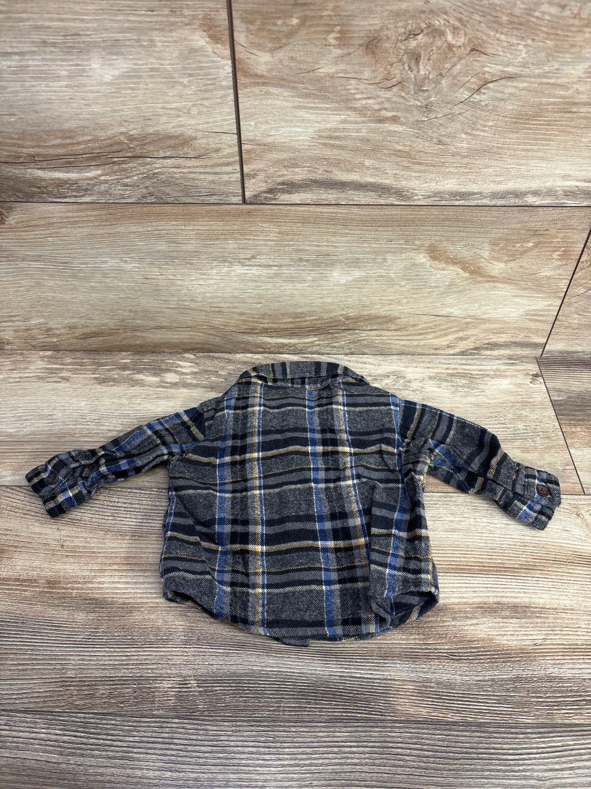 Old Navy Plaid Button Up Shirt Grey sz 0-3m