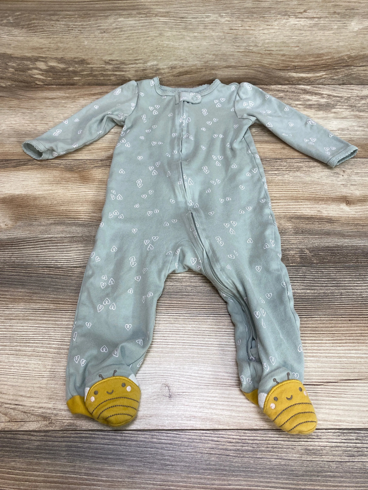 Carter's Heart Print Sleeper Green sz 9m