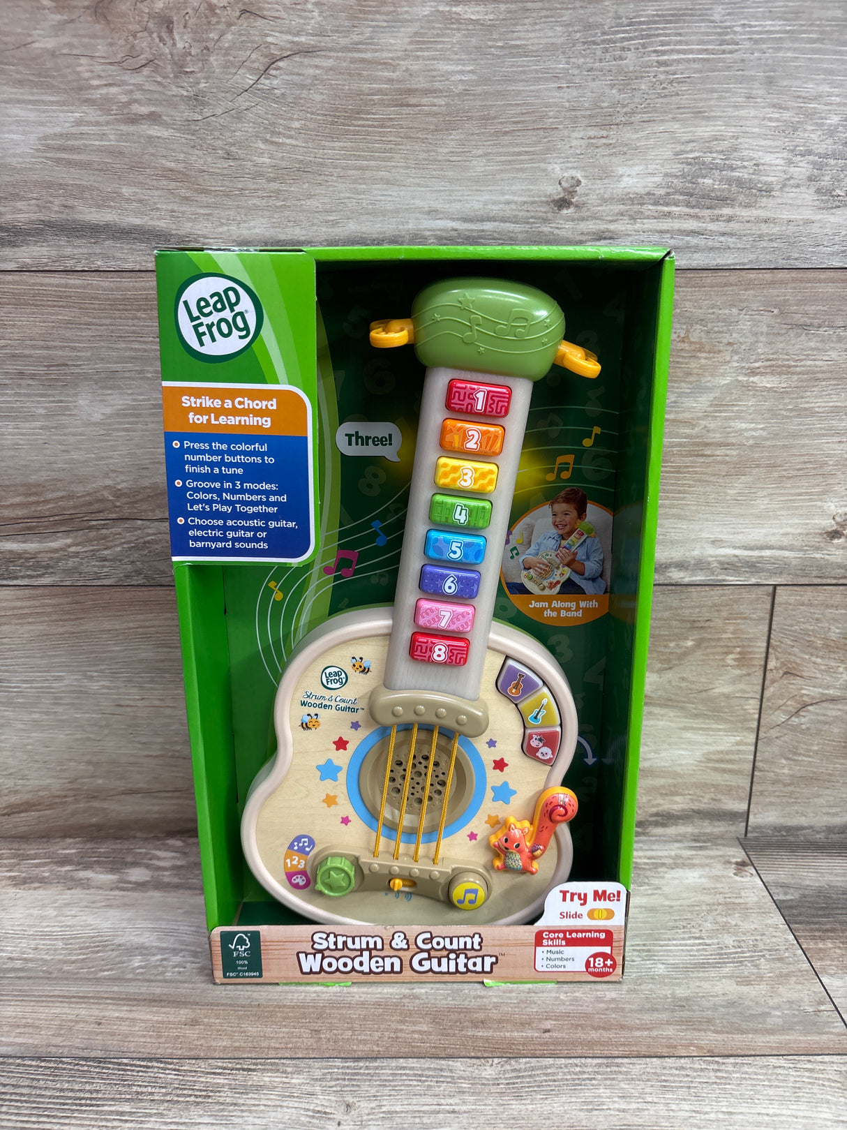 NEW LeapFrog Strum and Count Wooden Guitar