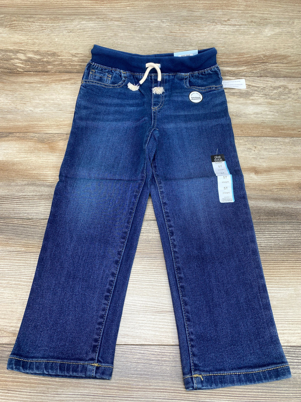 NEW Okie Dokie Straight Drawstring Blue Jeans sz 5T