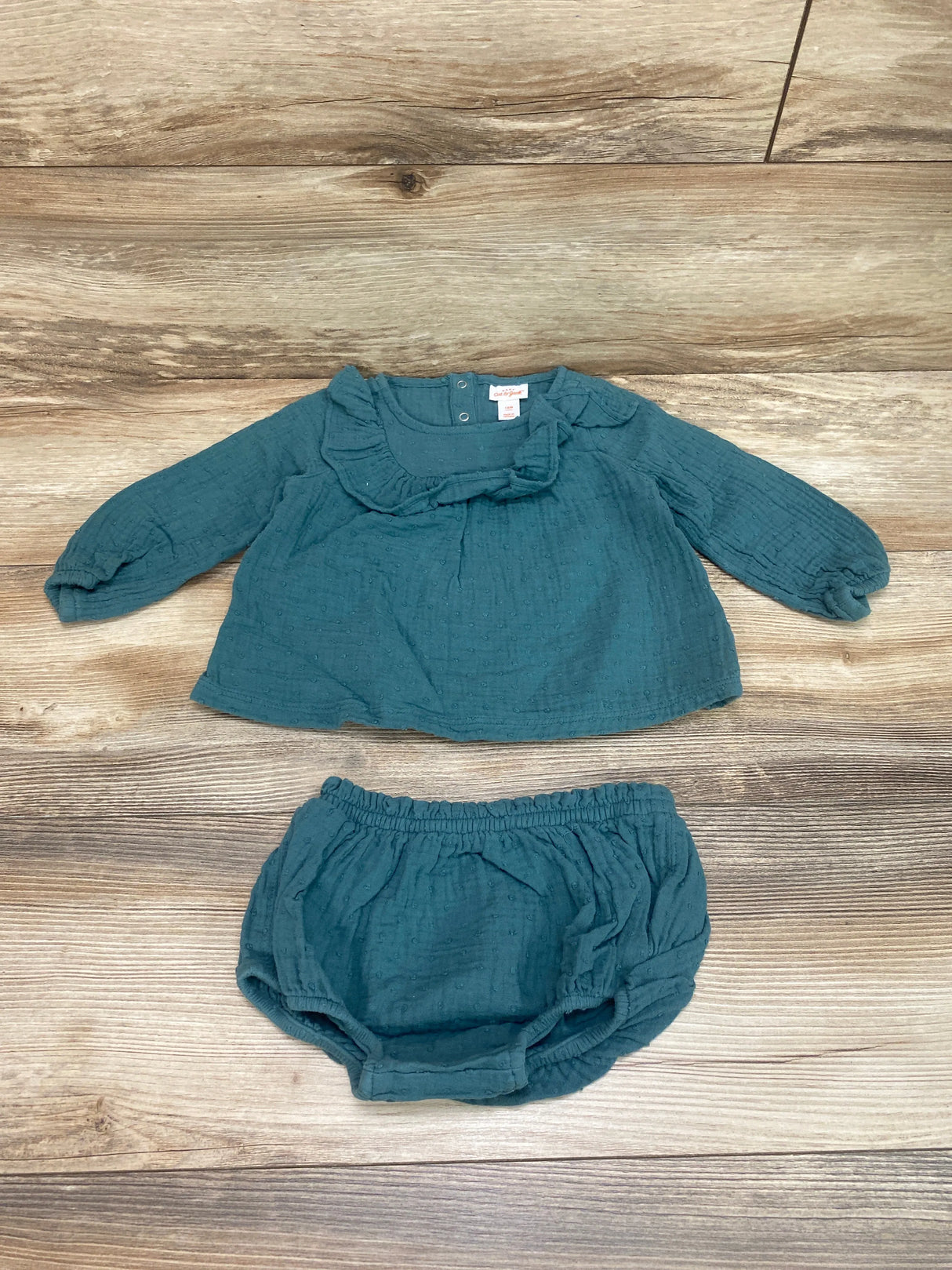 Cat & Jack Swiss Dot Top & Bloomers Green sz 18m