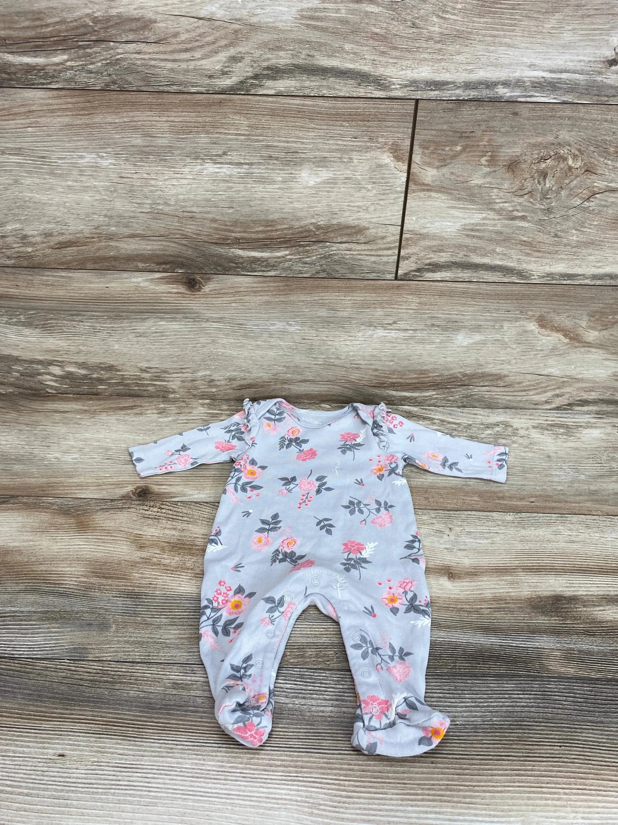 Ever & Ever Floral Footed Coverall Grey sz Newborn