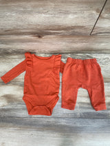 Cat & Jack 2pc Ruffle Bodysuit & Joggers Orange sz 0-3m