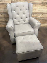 Delta Children Emma Nursery Glider Swivel Rocker Chair + Diamond Tufted Ottoman Grey